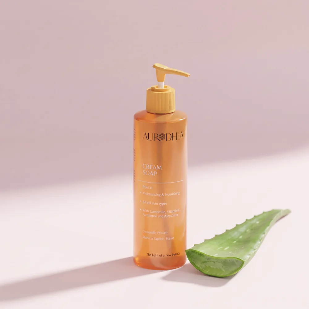 Aurodhea Cremeseife mit Vitamin E, Panthenol, Aloe Vera & Kamille – Pfirsich