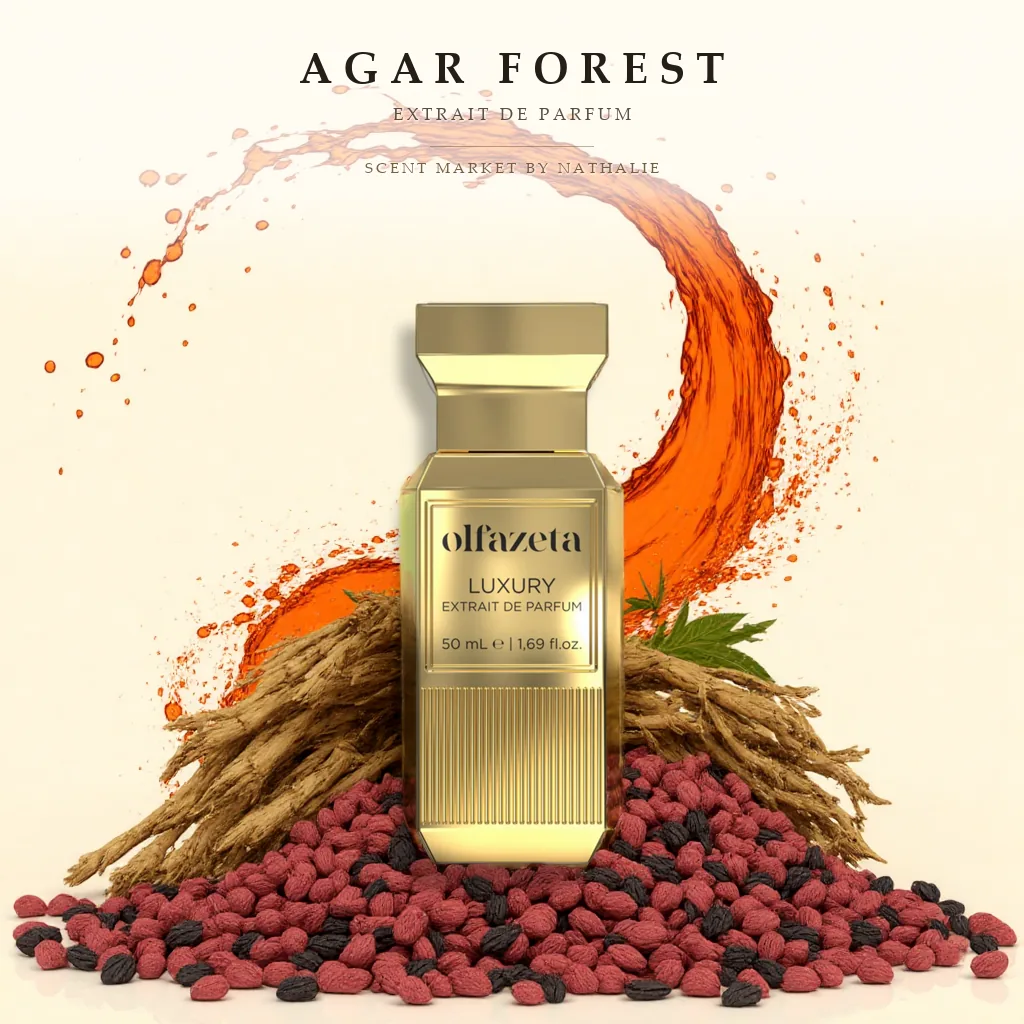 Agar Forest – Flakon mit den Zutaten seiner Duftnoten