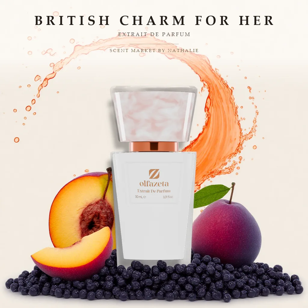 British Charm For Her – Flakon mit den Zutaten seiner Duftnoten