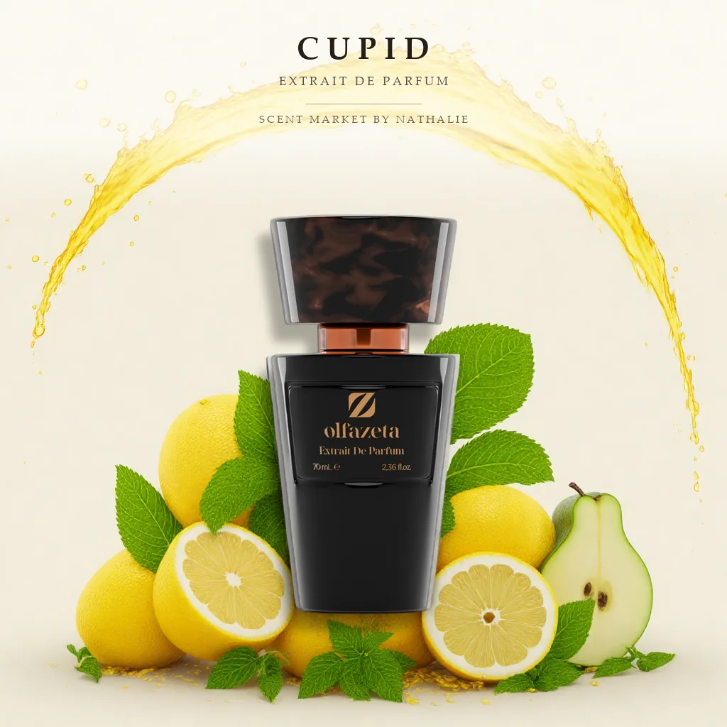 Cupid – Flakon mit den Zutaten seiner Duftnoten