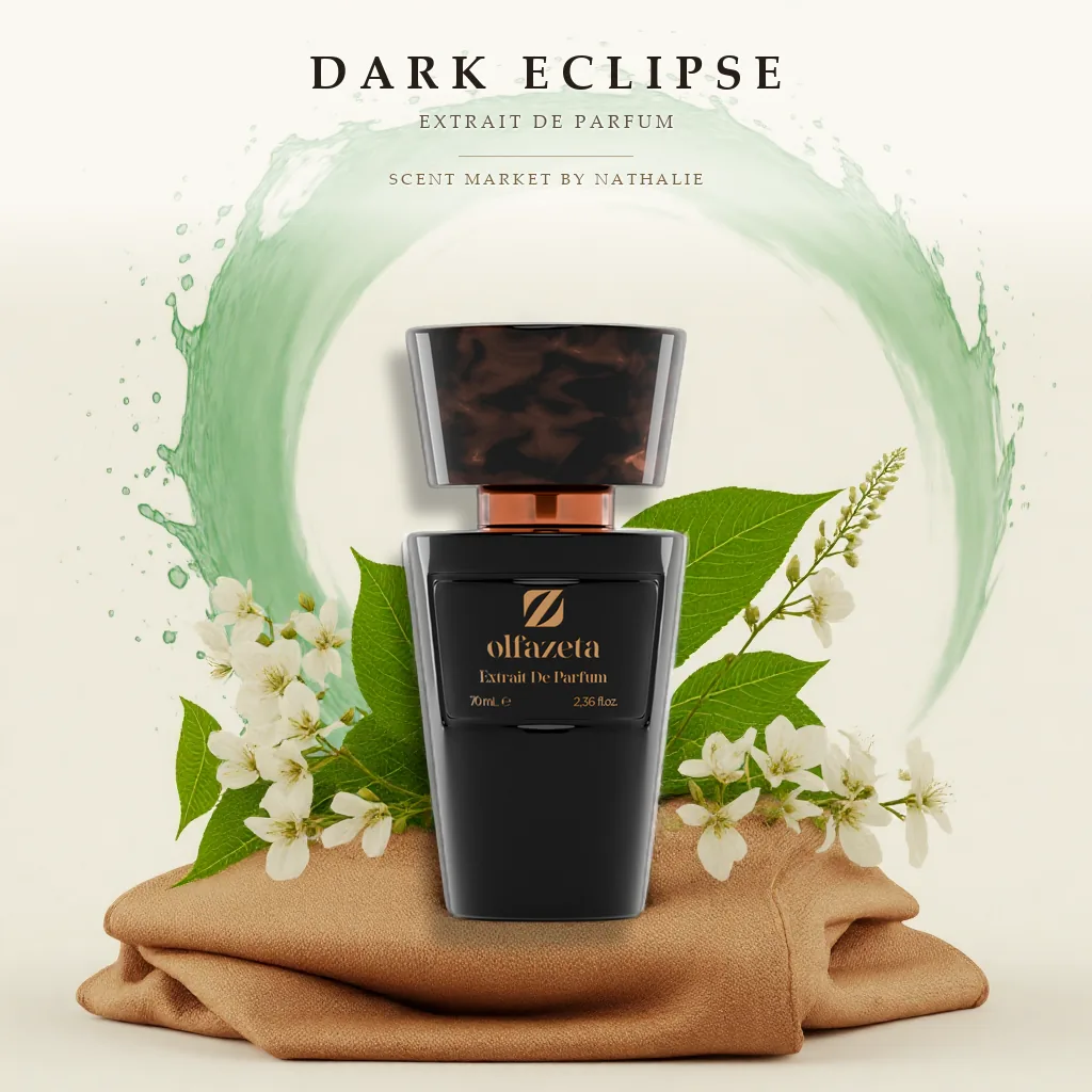 Dark Eclipse – Flakon mit den Zutaten seiner Duftnoten