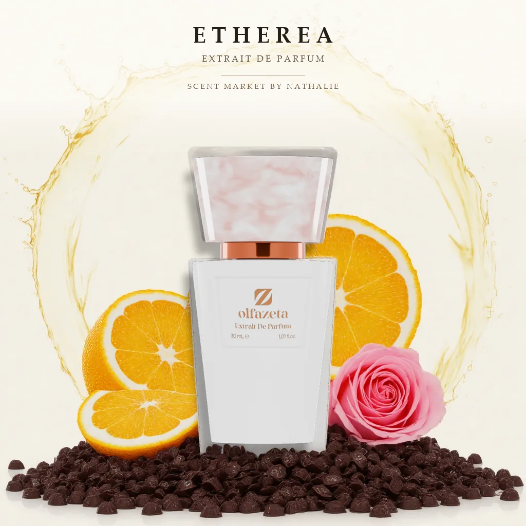 Etherea – Flakon mit den Zutaten seiner Duftnoten