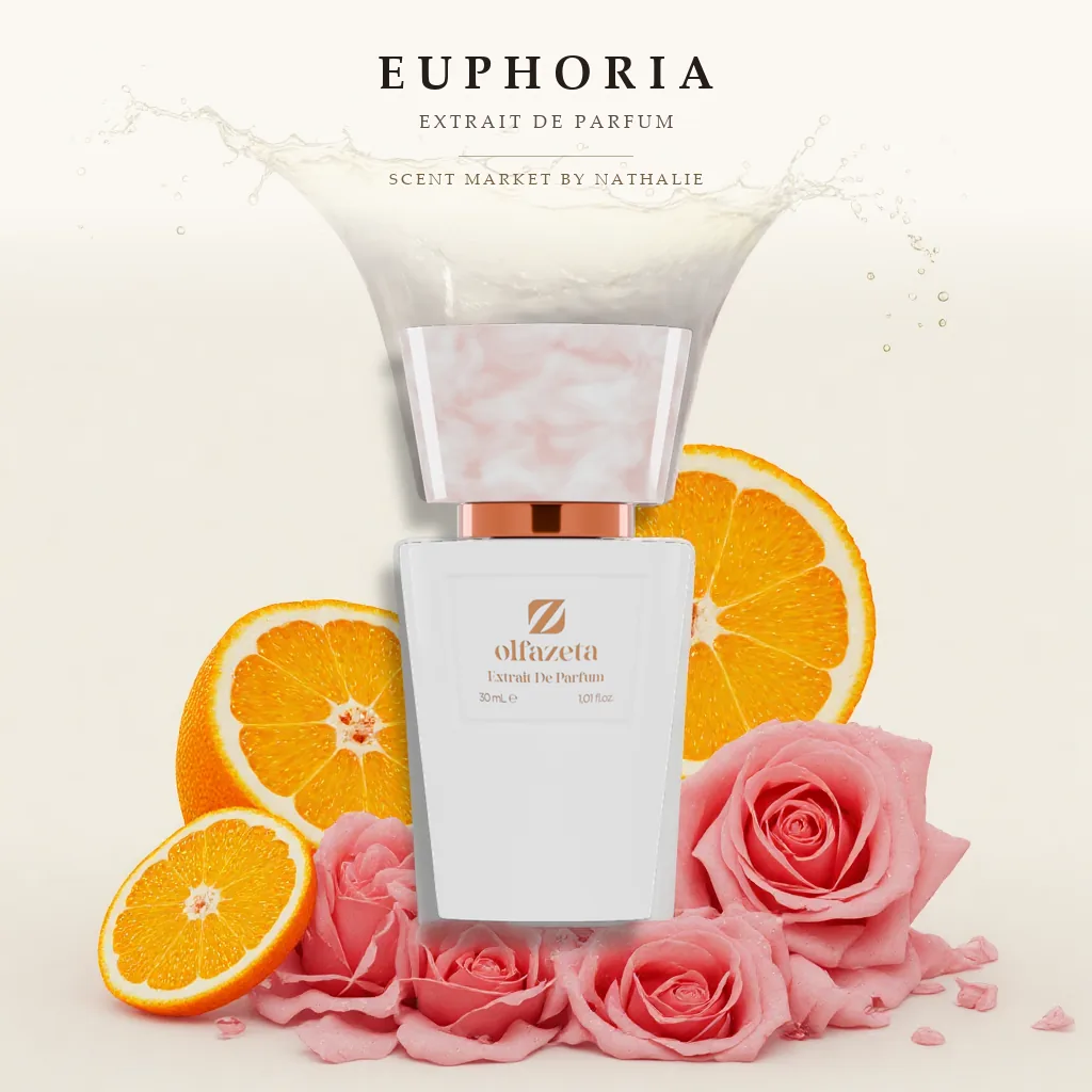 Euphoria – Flakon mit den Zutaten seiner Duftnoten