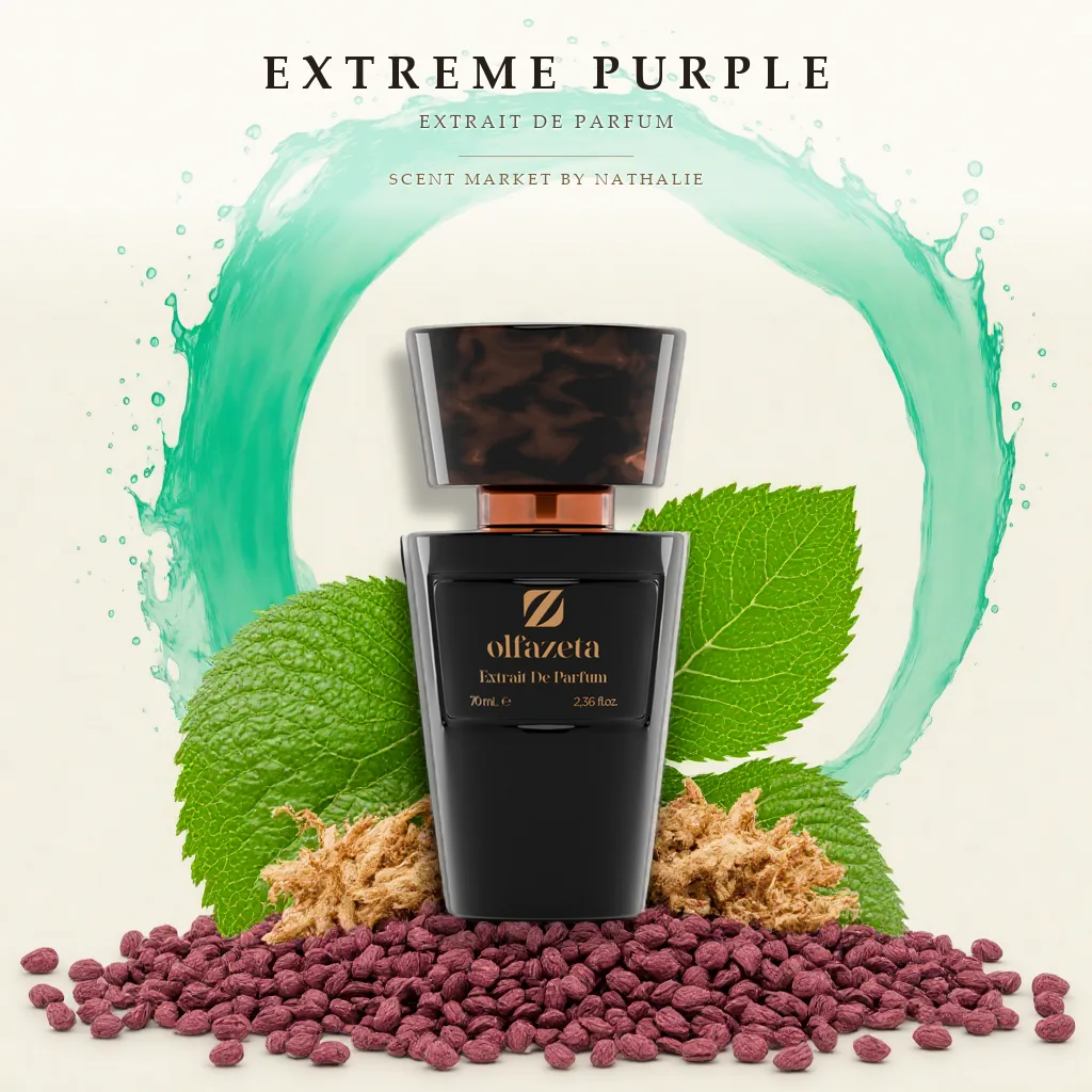 Extreme Purple – Flakon mit den Zutaten seiner Duftnoten