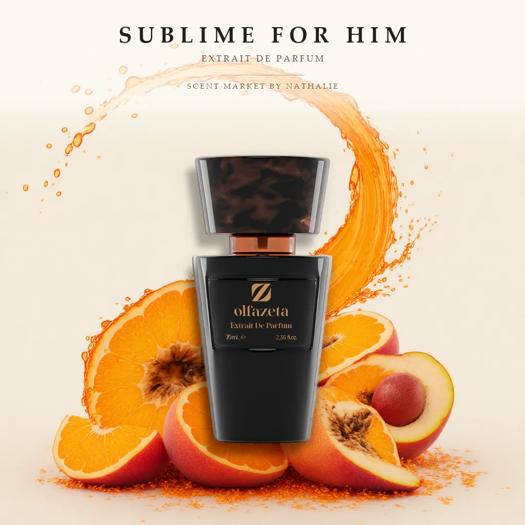 Sublime For Him – Flakon mit den Zutaten seiner Duftnoten