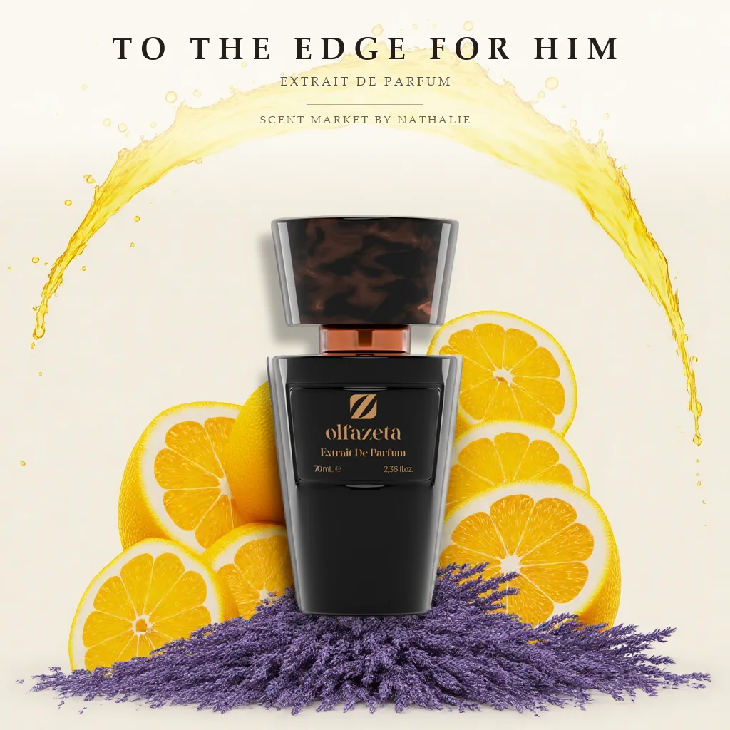 To The Edge For Him – Flakon mit den Zutaten seiner Duftnoten