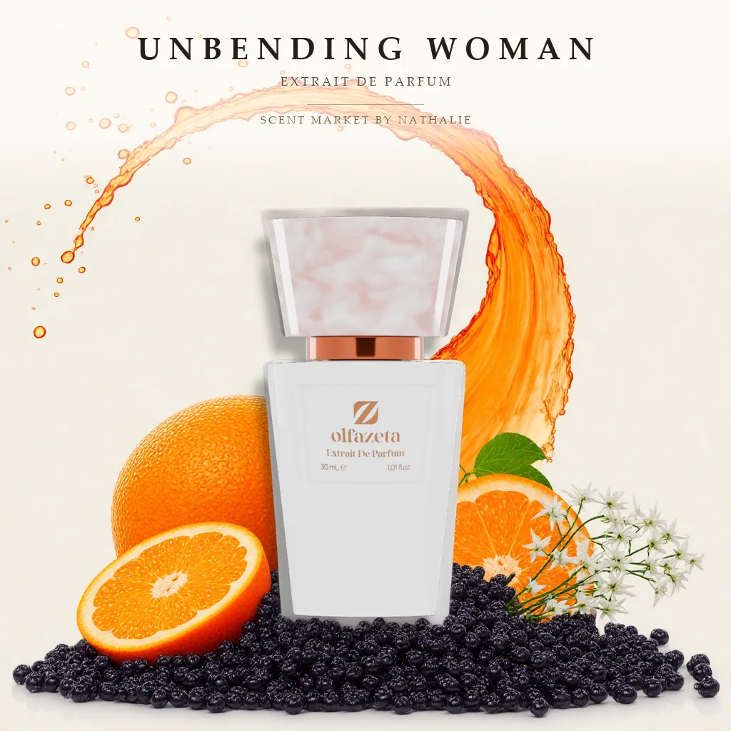 Unbending Woman – Flakon mit den Zutaten seiner Duftnoten