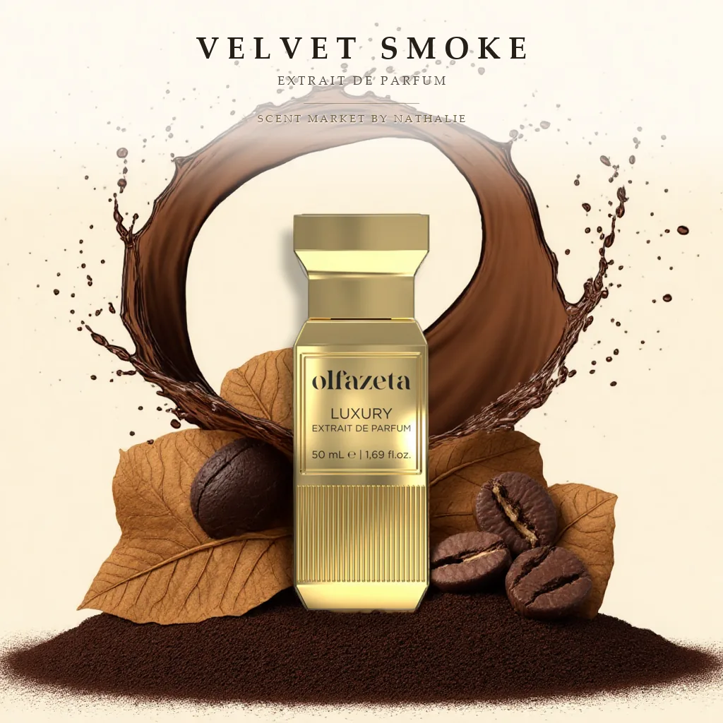 Velvet Smoke – Flakon mit den Zutaten seiner Duftnoten