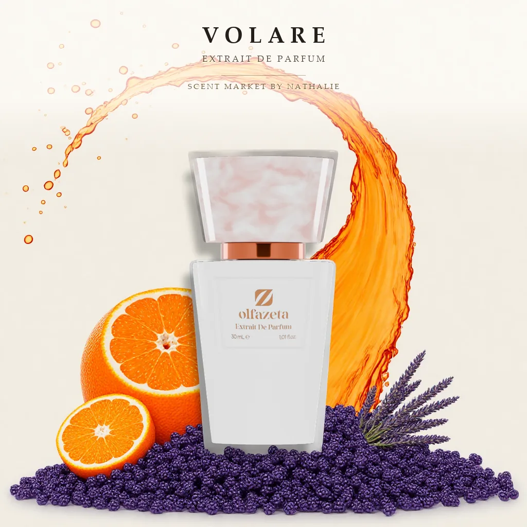 Volare – Flakon mit den Zutaten seiner Duftnoten