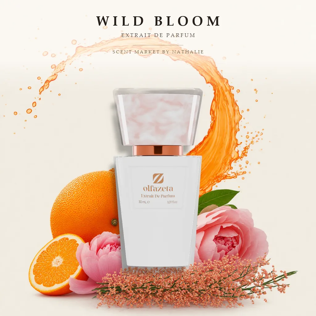 Wild Bloom – Flakon mit den Zutaten seiner Duftnoten